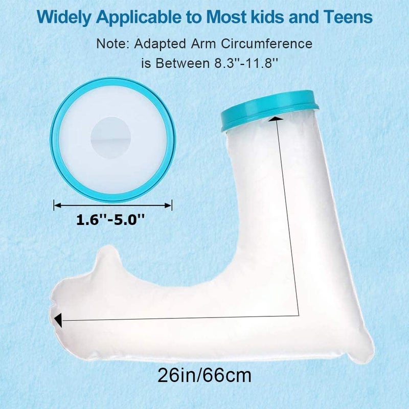 VALLEYWIND Kids Cast Covers for Shower Arm Teens Waterproof and Watertight Cast Bandage Protector Bag for Broken Surgery Wound Arm, Hands, Wrists, Elbow, Fingers, Reusable Keeps Bandage Dry (L) - Image 2